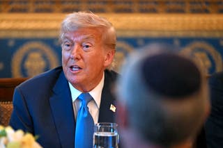 US President Donald Trump seen in the Blue Room of the White House in Washington, DC